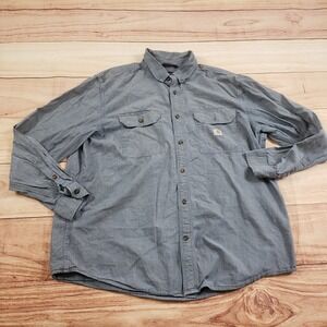 Carhartt Shirt Mens Extra Large‎ Blue Outdoor Button Up Chambray Denim Adult